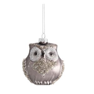 Juego de 2 Gufetti de cristal con cuentas h 9 cm Plata