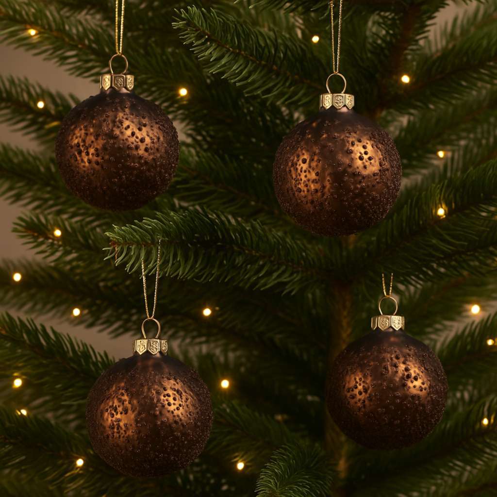 Set 4 Esferas de Vidrio Marrón Praliné h 8 cm - Imagen 2