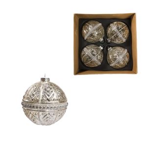 Boîte à sphères décoratives argentées Ø 10 cm