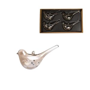 Set de 4 oiseaux transparents h 11 cm