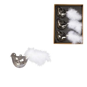 Conjunto de 3 pájaros con cola de plumas h 7 cm