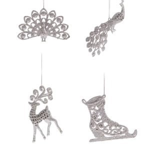 Peacock peacock resting reindeer skate h 14 cm pink silver