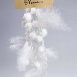 Catena bianca 1,8 m piume e pom pom