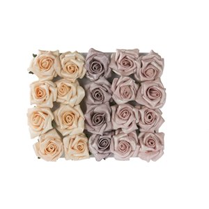 Scatola 20 rose ferma pacco Ø 4 cm rosa pesca lilla