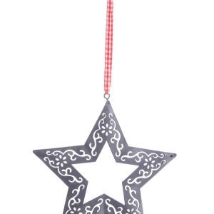 Soggetti métal rustique rouge blanc gris h 12 cm