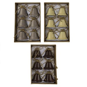 Lot de 6 cloches dans une boîte Ø 5 cm ivoire brun gris