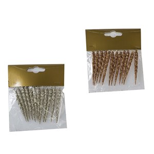 Set 12 sucettes de glace h 6 cm glitter 2 assortiments champagne cuivre