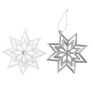 Étoile creuse h 12 cm 2 assortiments blanc argent