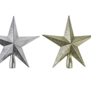 Pointe étoile pailletée h 20 cm or argent