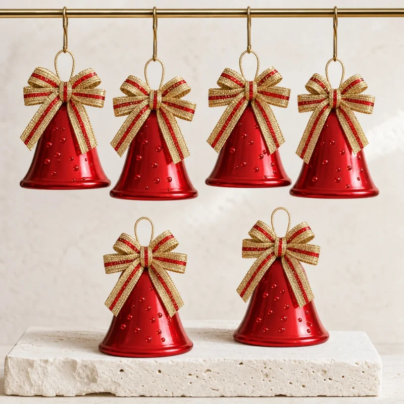 Set of 6 Ø 4.7 cm bells with bow in box