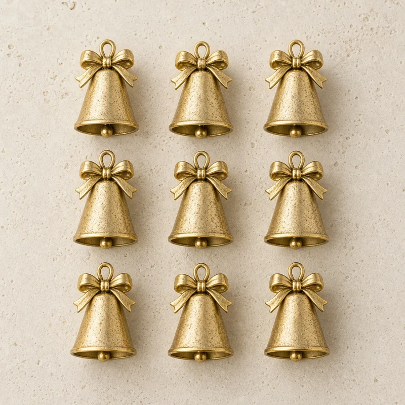 Set 9 campane Ø 3,5 cm sabbiate oro in scatola