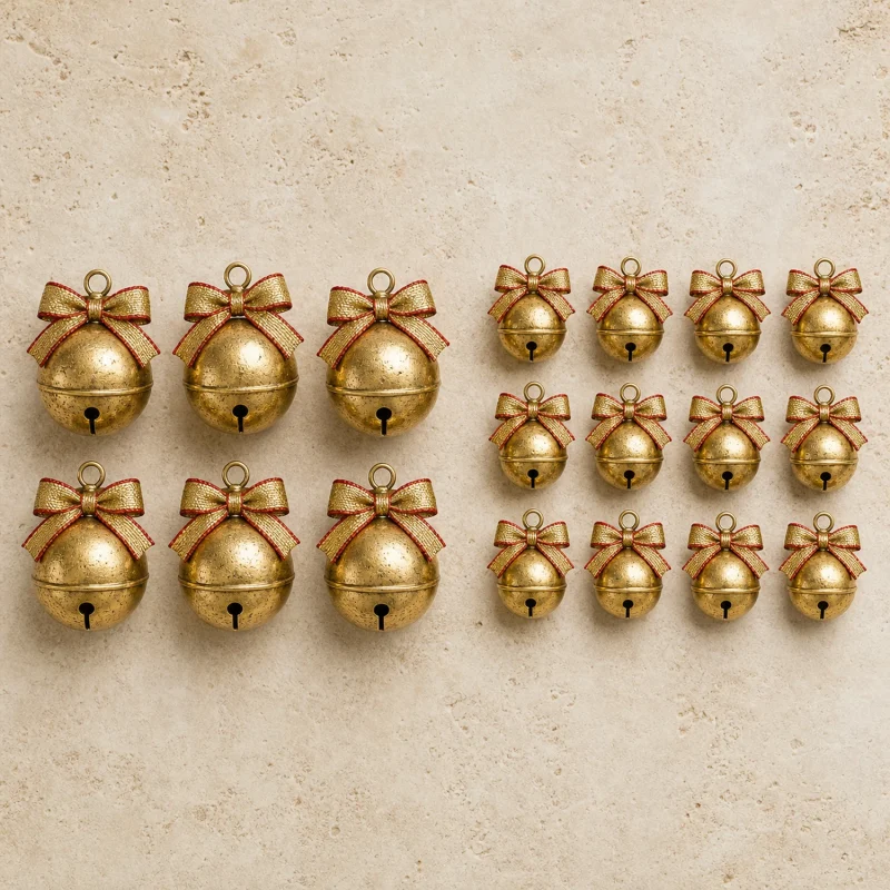 Jeu de 6 bulles Ø 3,5 cm et jeu de 12 bulles Ø 2,5 cm dorées en boîte
