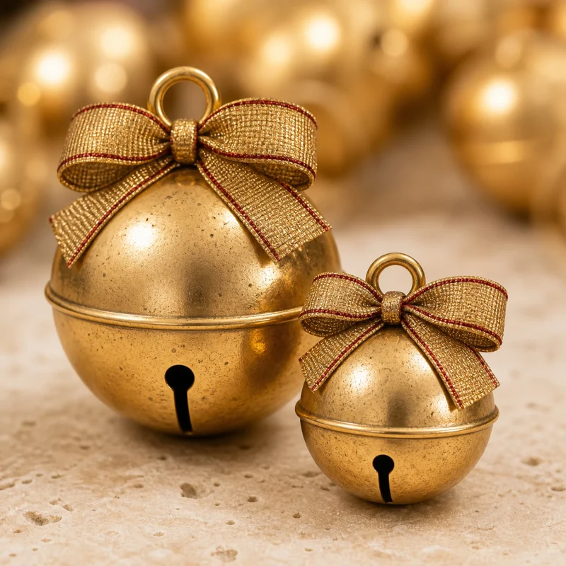 Jeu de 6 bulles Ø 3,5 cm et jeu de 12 bulles Ø 2,5 cm dorées en boîte