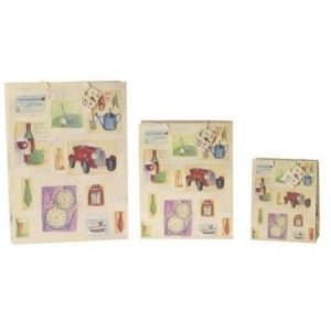 Enveloppes en papier avec poignées 180x100x227 mm ivoire avec motifs