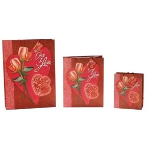 Buste carta con manici 180x100x227 mm rosso con cuore