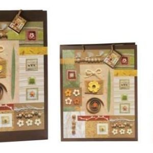 Enveloppes en papier avec poignées 180x100x227 mm marron avec motifs