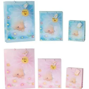 Buste carta con manici 180x100x227 mm celeste rosa bebè