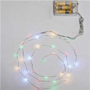 30 Nano LED Multicolore - lumière continue - L 1,50 m - fil métallique moulable - fonctionnement à piles - utilisation en intérieur