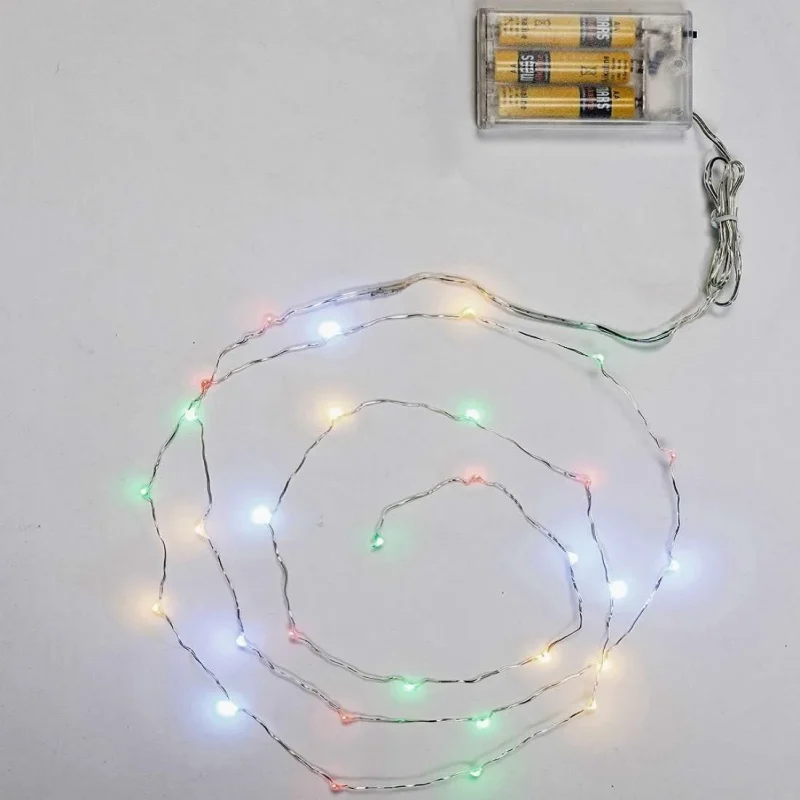 30 Nano LED Multicolore - lumière continue - L 1,50 m - fil métallique moulable - fonctionnement à piles - utilisation en intérieur