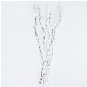 Branches lumineuses (5 branches ivoire) - 50 LED blanc glacier - lumière continue - H 120 cm - 24V - fil transparent - intérieur
