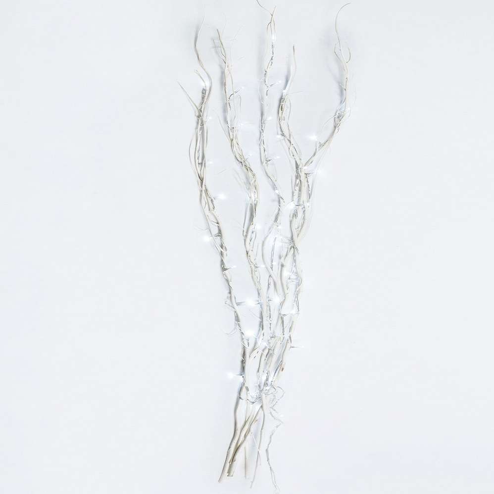 Rami Luminosi (5 rami avorio) – 50 LED Bianco Ghiaccio – luce fissa – H 120 cm – 24V – filo trasparente – uso interno