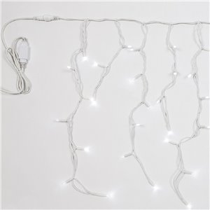 Stalattiti LED – 180 LED Bianco Ghiaccio (54 flashing + 126 fissa) – L 3,60 m × H max 80 cm – 230V – collegabile (max 2000 LED) – cavo gomma bianco – uso esterno