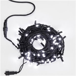 Chain 100 White LEDs - 20 flashing + 80 fixed - LEDs Ø 7 mm - L 10 m - 230V - connectable (max 2000 LEDs) - black rubber cable - outdoor use