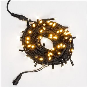 Chain 100 LEDs Warm Light - 20 flashing + 80 fixed - LED Ø 7 mm - L 10 m - 230V - connectable (max 2000 LEDs) - black rubber cable - outdoor use