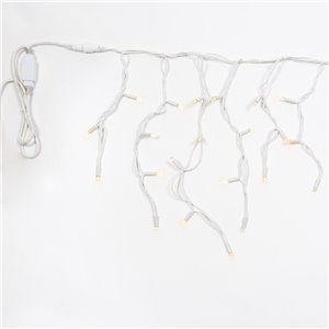 Tenda Stalattiti LED – 190 LED Luce Calda (66 flashing + 124 fissa) – L 5 m × H max 55 cm – 230V – cavo gomma bianco – collegabile (max 2000 LED) – uso esterno