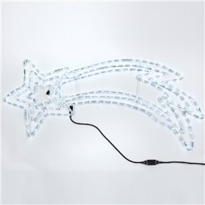 Triple Comet Star in LED-Röhre - 228 eisweiße LEDs (38 blinkende + 190 feste) - L 117 cm - 230V - schwarzes Gummikabel - für den Außenbereich