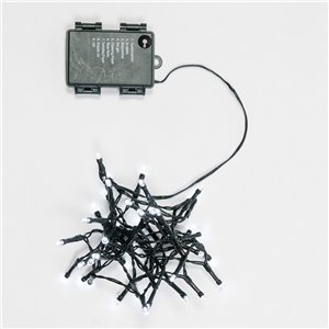 Ice White 48 LED Chain - light games with timer (6h ON/18h OFF) - L 2.40 m - battery operated - outdoor use