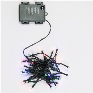 Multicolor 48 LED chain - light games with timer (6h ON/18h OFF) - L 2.40 m - battery operated - outdoor use