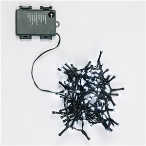 Ice White 100 LED Chain - light games with timer (6h ON/18h OFF) - L 5 m - battery operated - outdoor use