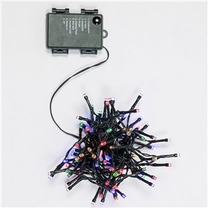 100 Multicolor LED Chain - light games with timer (6h ON/18h OFF) - L 5 m - battery operated - outdoor use