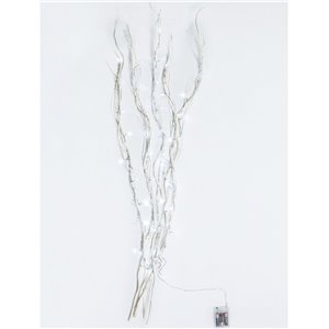 Branches lumineuses (5 branches ivoire) - 50 LED blanc glacier - lumière continue - H 120 cm - fonctionne sur piles - fil transparent - usage intérieur