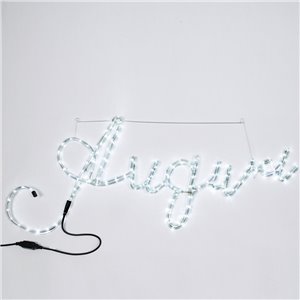 Enseigne tubulaire à LED "Meilleurs vœux" - 168 LED blanc glacier (10 clignotantes + 158 fixes) - L 125 cm - 230V - câble en caoutchouc - usage extérieur