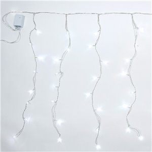 Tenda LED – 80 LED Bianco Ghiaccio – giochi luce – L 1,80 m × H 80 cm – 24V – filo trasparente – uso esterno