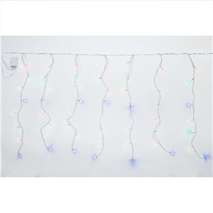 Tenda LED – 80 LED Multicolor – giochi luce – L 1,80 m × H 80 cm – 24V – filo trasparente – uso esterno