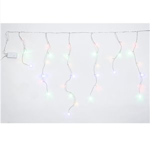 Stalattiti LED – 72 LED Multicolor – giochi luce – L 2,20 m × H max 80 cm – 24V – filo trasparente – uso esterno