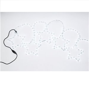 Etoiles de tubes LED - 7 étoiles Ø 28 cm - 240 LED blanc glacier (21 clignotantes + 219 fixes) - L 2,70 m × H 35 cm - 230V - usage extérieur