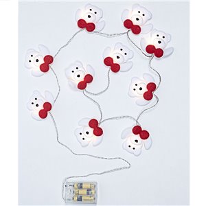 10 LED Cloth Bears H 7 cm - 10 LED lumière chaude - lumière continue - L 1,50 m - fonctionnement à piles - fil transparent - usage intérieur