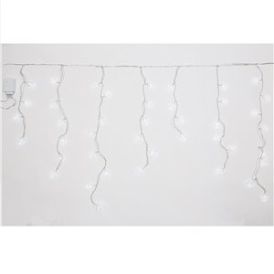 Stalattiti Fiocchi di Neve LED – 72 LED Bianco Ghiaccio – giochi luce – L 2,20 m × H max 80 cm – 24V – filo trasparente – uso esterno