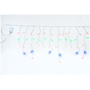 Stalattiti Stelline LED – 180 LED Multicolor – giochi luce – L 4,20 m × H max 50 cm – 24V – filo trasparente – uso esterno