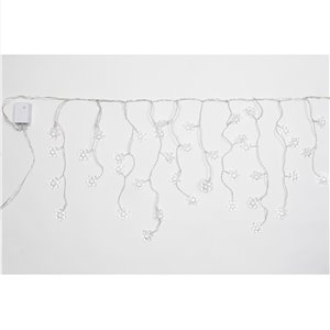 Stalattiti Fiocchi di Neve LED – 180 LED Bianco Ghiaccio – giochi luce – L 4,20 m × H max 50 cm – 24V – filo trasparente – uso esterno