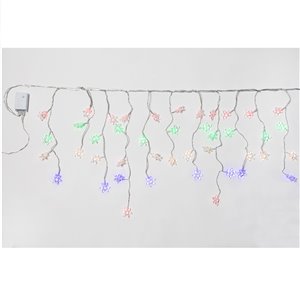 Stalattiti Fiocchi di Neve LED – 180 LED Multicolor – giochi luce – L 4,20 m × H max 50 cm – 24V – filo trasparente – uso esterno