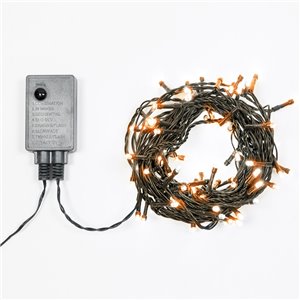 Chaîne 100 LED Warm Light - jeux de mémoire lumineux - T.E. 3,6W - L 7 m - 31V - usage extérieur