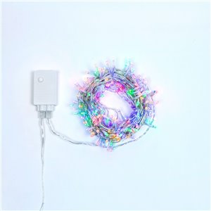 180 Multicolor LED-Kette - Memory-Lichtspiele - T.E. 6W - L 13 m - 31V - transparenter Draht - Außeneinsatz