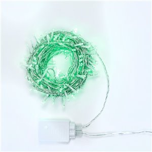Catena 180 LED Verde – giochi luce memory – L 13 m – 31V – filo trasparente – uso esterno