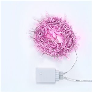 Catena 180 LED Ciclamino – giochi luce memory – L 13 m – 31V – filo trasparente – uso esterno