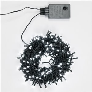 Catena 300 LED Bianco Ghiaccio – giochi luce memory – T.E. 8,4W – L 21 m – 31V – uso esterno